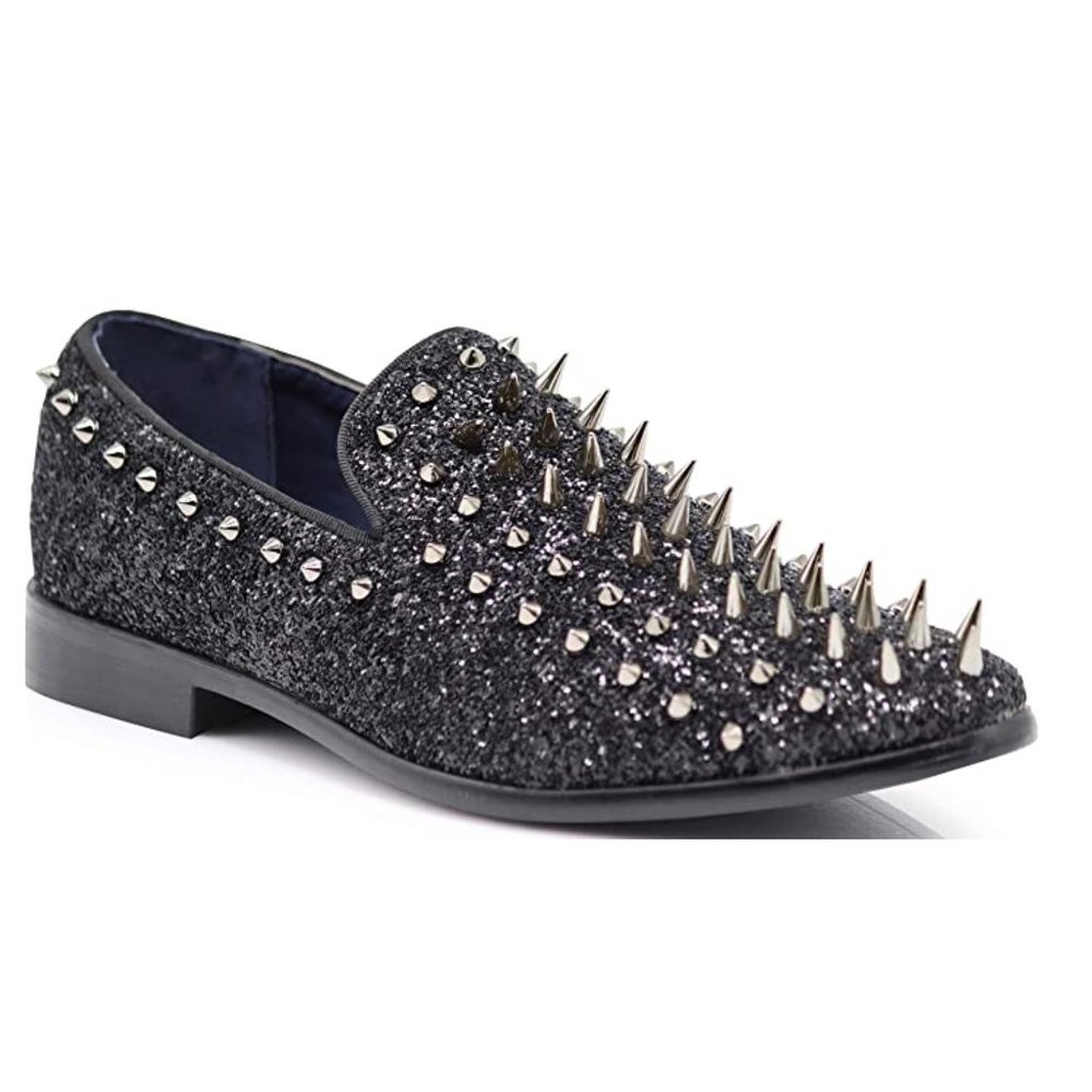 Men's Vintage Spike Dress Loafers Slip On Fashion Shoes Classic Tuxedo Black